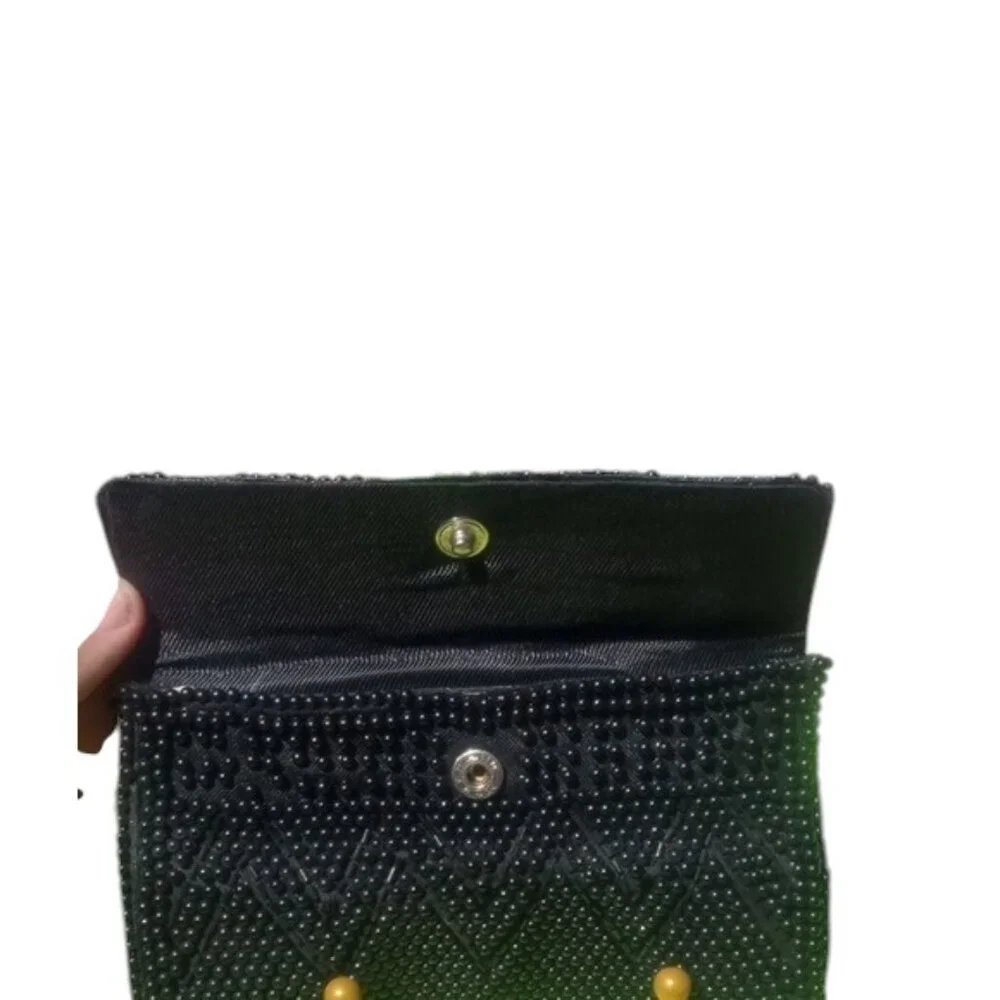 Vintage Elegant Black Beaded Clutch